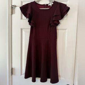 Elegant Ruffle Sleeve burgundy/wine red Dress by She + Sky Sz Medium